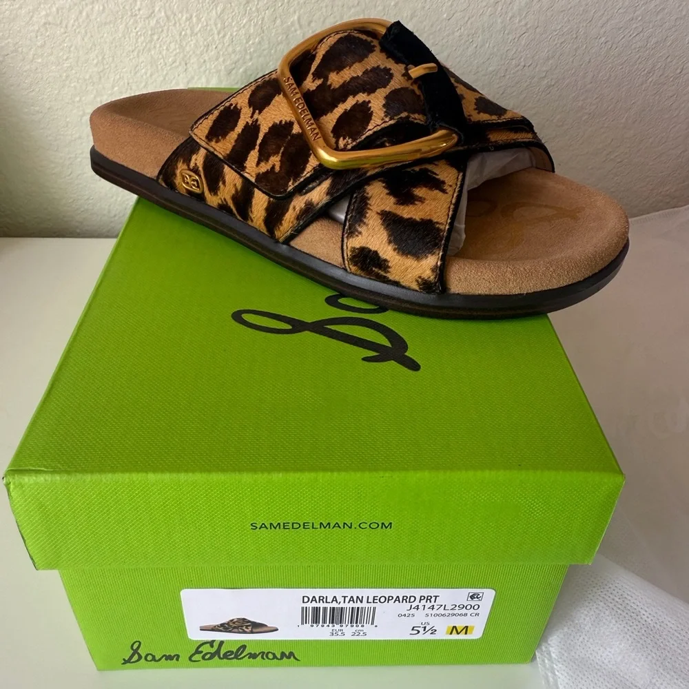 Sam Edelman Tan Leopard Print Women's Sandals size 5.5 new - Picture 1 of 5